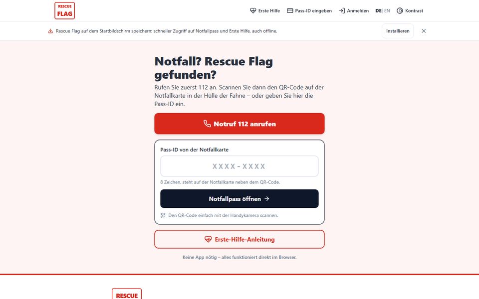 Bildschirmfoto zu Digitaler Notfallpass