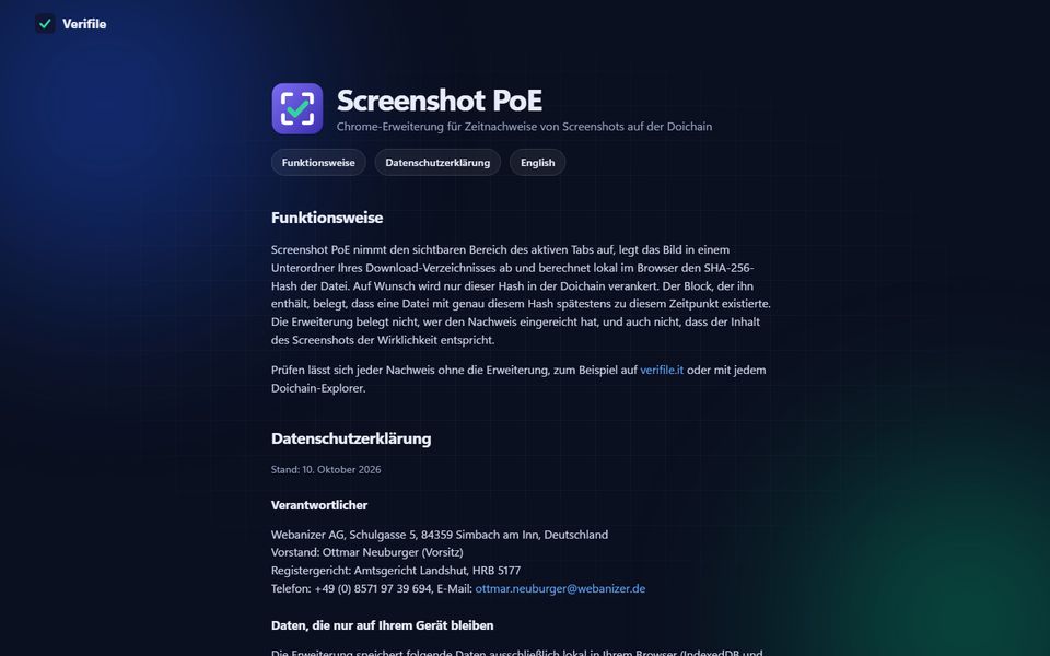 Bildschirmfoto von Doichain Screenshot PoE