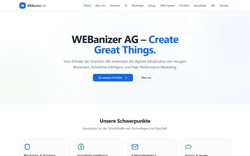 Startseite von WEBanizer AG